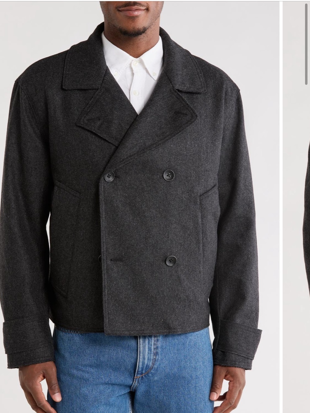Men's Rag & Bone Double-Breasted Charcoal Wool Jacket